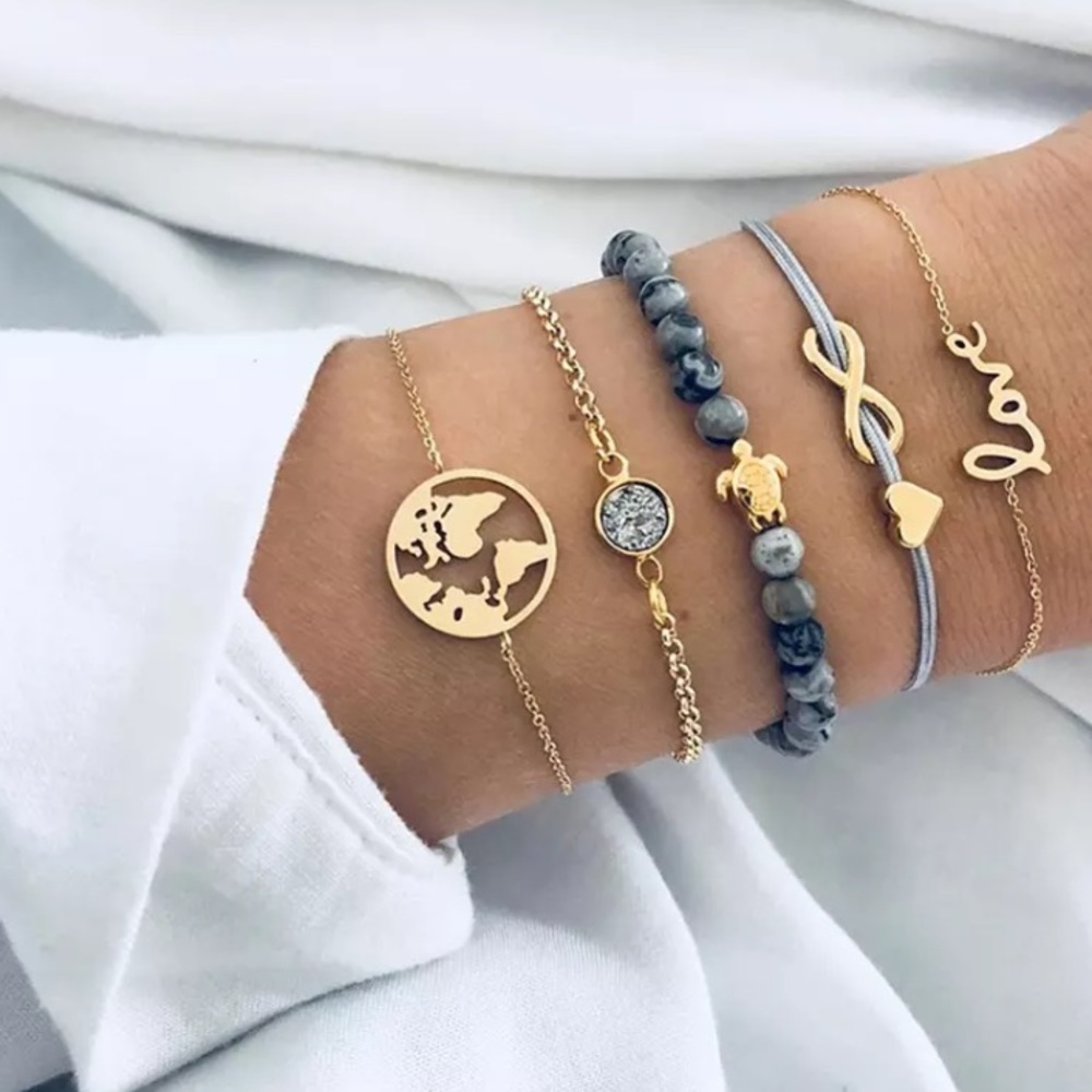 🎉 New Boho Love Earth Bracelet Set of 5